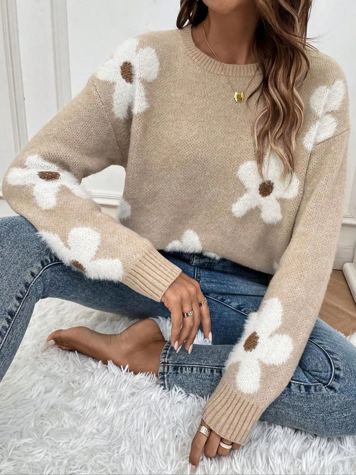 Kirrily Floral Crew Neck Knit Sweater_4