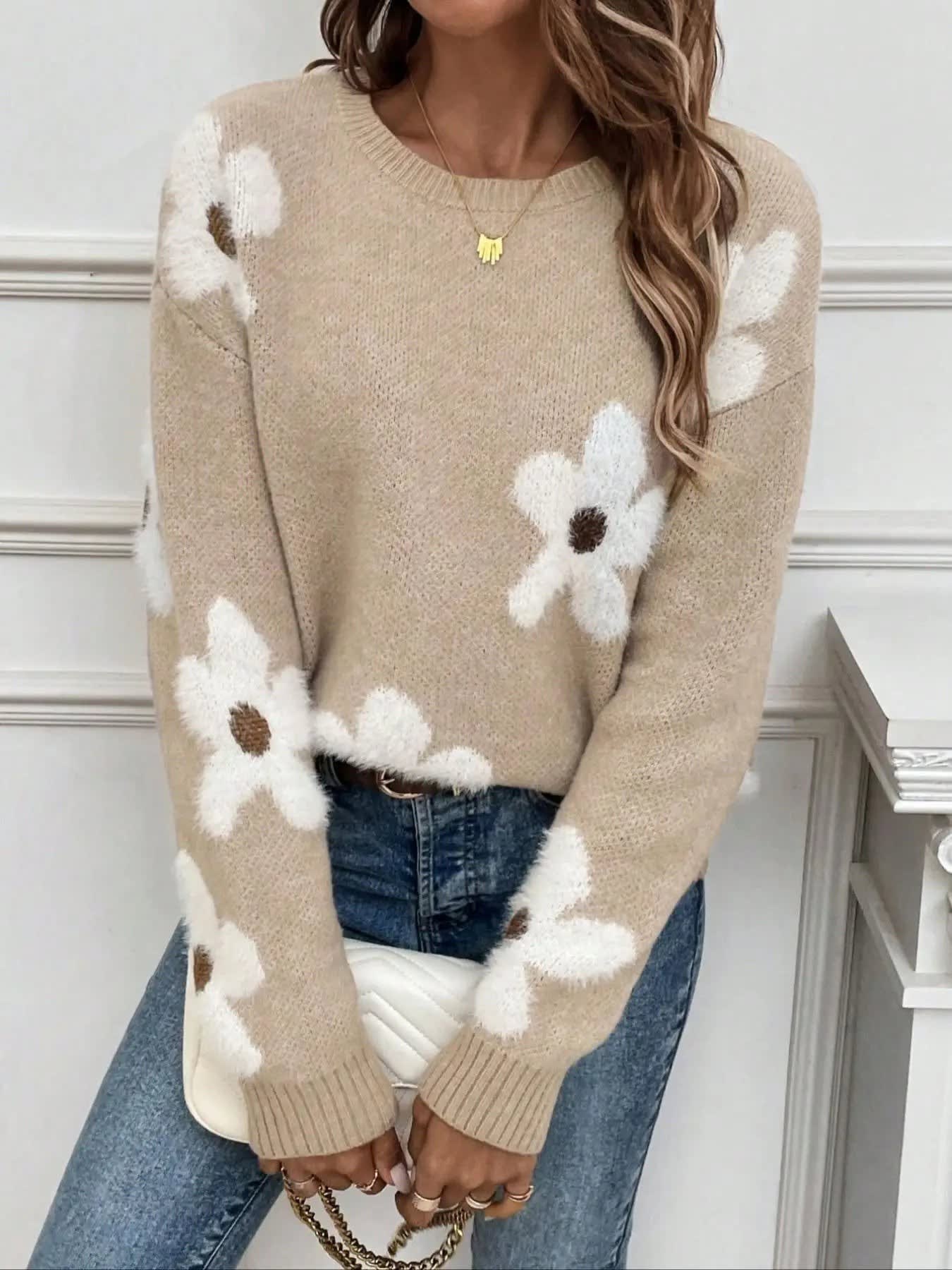 Kirrily Floral Crew Neck Knit Sweater_5