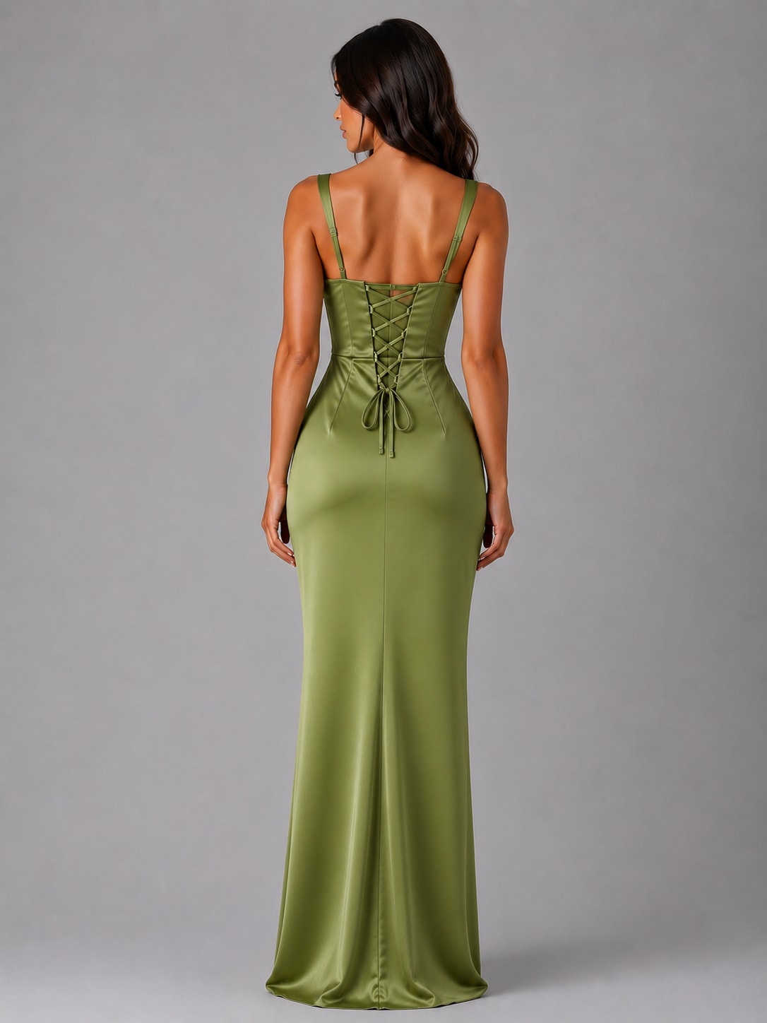 Cecile Satin Ruched Waist Maxi Dress_2