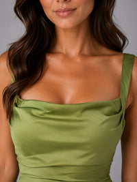 Cecile Satin Ruched Waist Maxi Dress