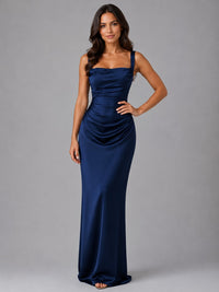 Cecile Satin Ruched Waist Maxi Dress