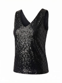 Henrietta Sequin V Neck Sleeveless Top