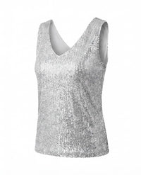 Henrietta Sequin V Neck Sleeveless Top