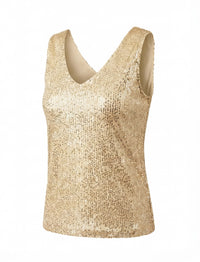 Henrietta Sequin V Neck Sleeveless Top