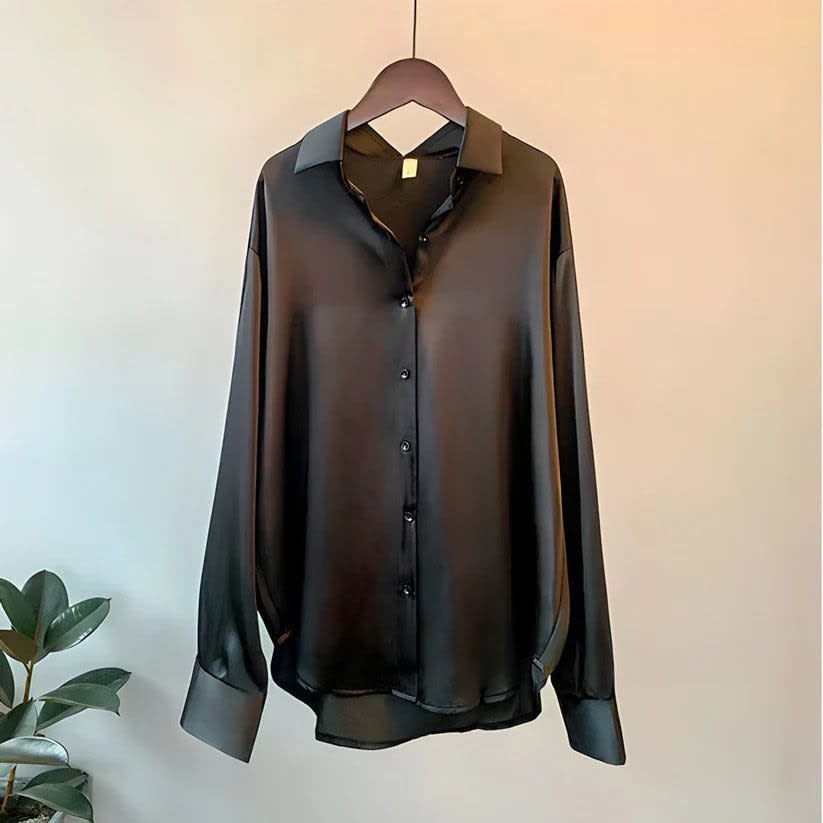 Celia Relaxed Fit Satin Shirt Blouse