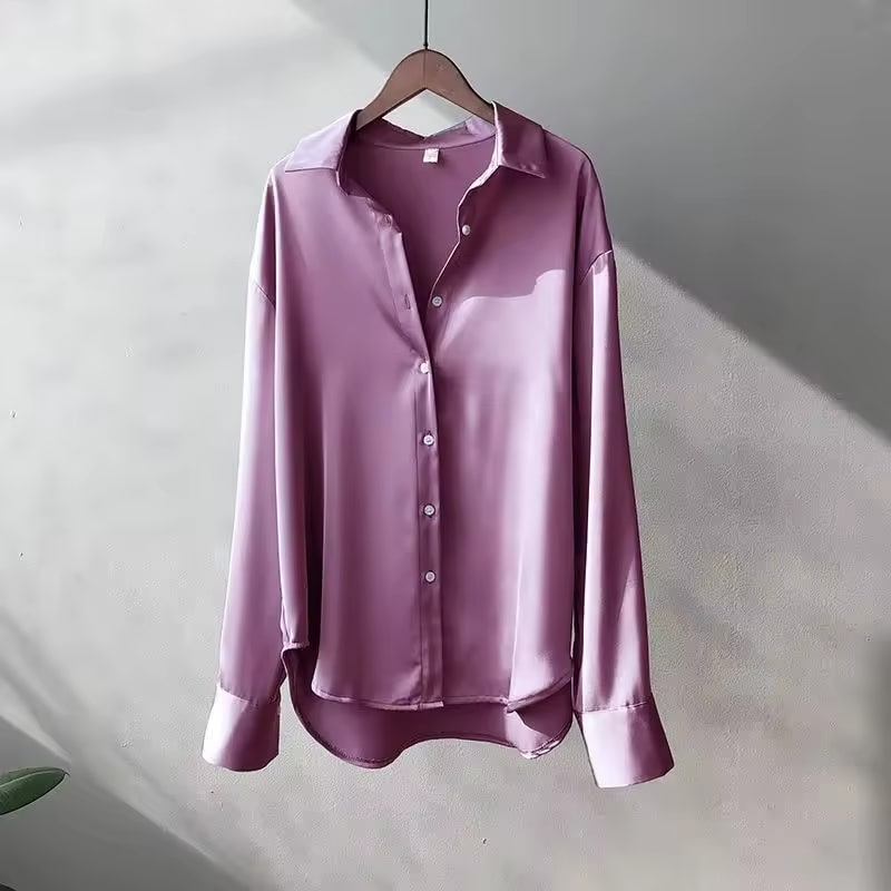 Celia Relaxed Fit Satin Shirt Blouse
