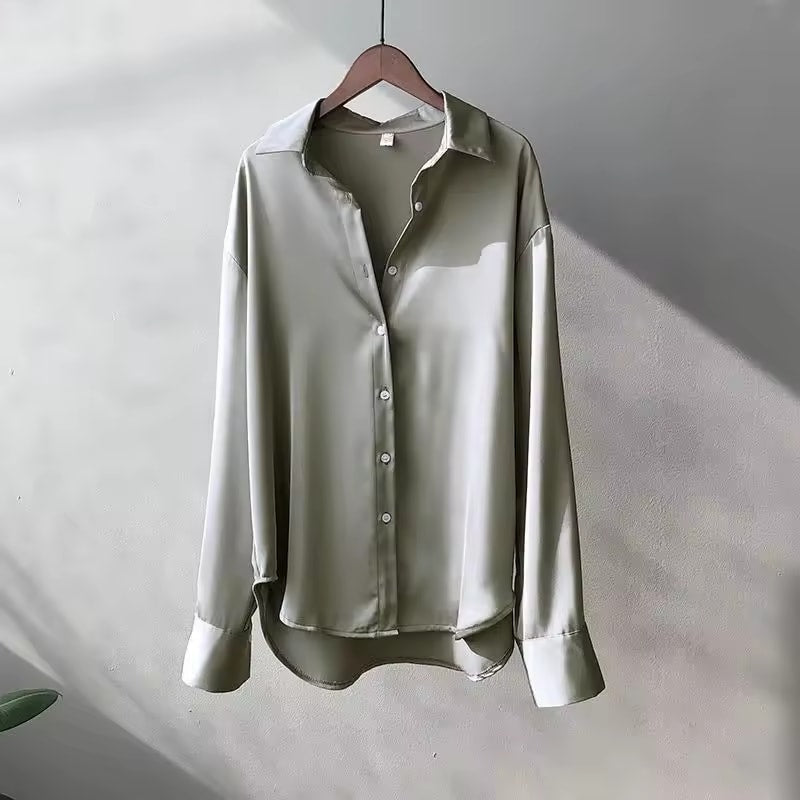 Celia Relaxed Fit Satin Shirt Blouse