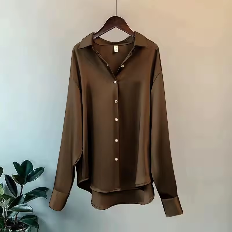 Celia Relaxed Fit Satin Shirt Blouse_9