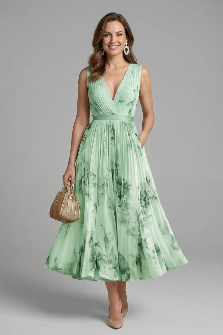 Calla Floral Pleated V-Neck Midi Dress_10