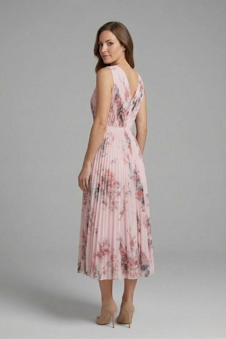 Calla Floral Pleated V-Neck Midi Dress_5