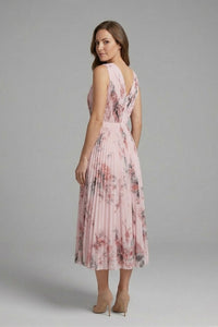 Calla Floral Pleated V-Neck Midi Dress