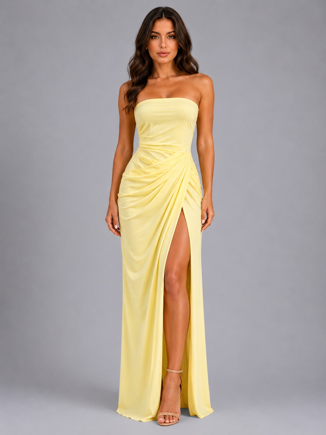 Bryony Strapless Draped Maxi Dress
