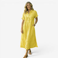 Regina Striped Midi Shirt Dress