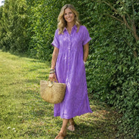 Regina Striped Midi Shirt Dress