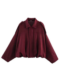 Olwen Oversized Faux Suede Bomber Jacket