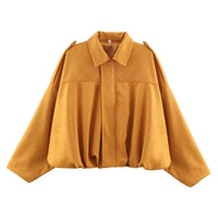 Olwen Oversized Faux Suede Bomber Jacket