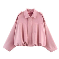 Olwen Oversized Faux Suede Bomber Jacket