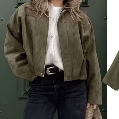 Olwen Oversized Faux Suede Bomber Jacket