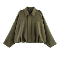 Olwen Oversized Faux Suede Bomber Jacket