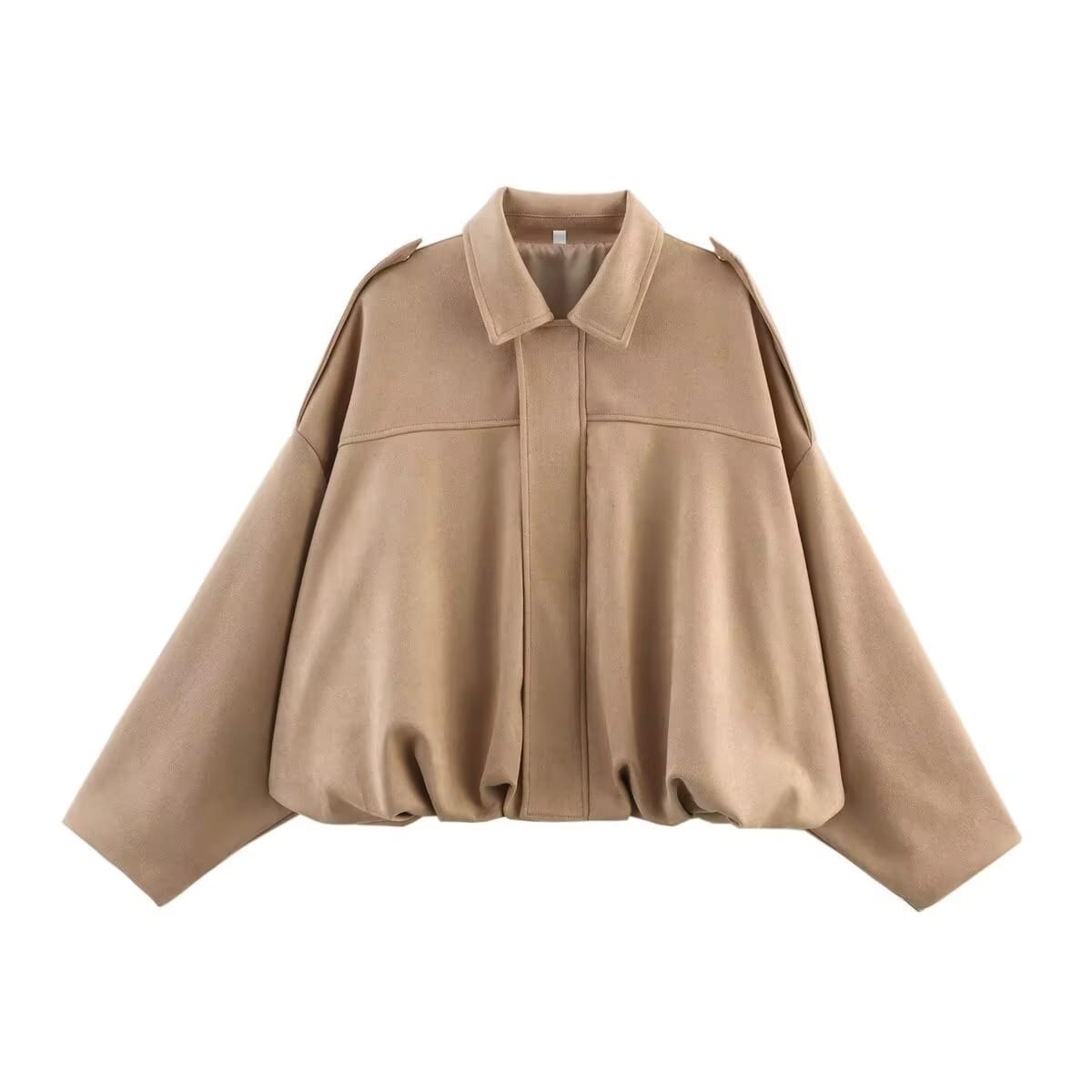 Olwen Oversized Faux Suede Bomber Jacket