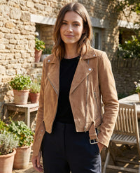 Nellie Slim Fit Faux Suede Biker Jacket