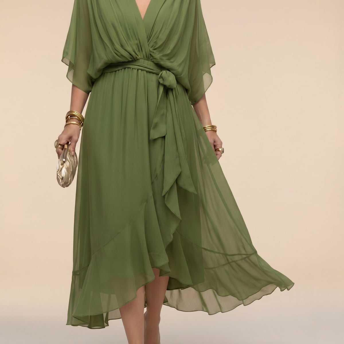 Elisa Flowy Wrap V-Neck Midi Dress_12