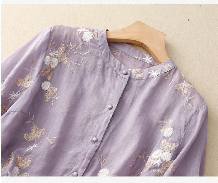 Monica Watson Embroidered Relaxed Blouse Feminine Fit