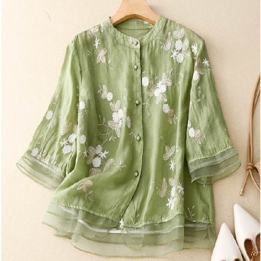 Monica Watson Embroidered Relaxed Blouse Feminine Fit