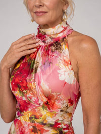 Meredith Floral Halter Wedding Guest Maxi Dress