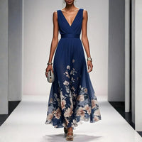 Arielle Floral Wedding Guest V-Neck Maxi Dress