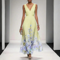 Arielle Floral Wedding Guest V-Neck Maxi Dress
