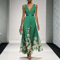 Arielle Floral Wedding Guest V-Neck Maxi Dress